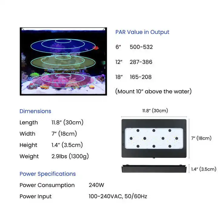 A8Pro Max/Blue 240W CREE Light - Aquarium Blue Marine Reef 리뷰 및 가격